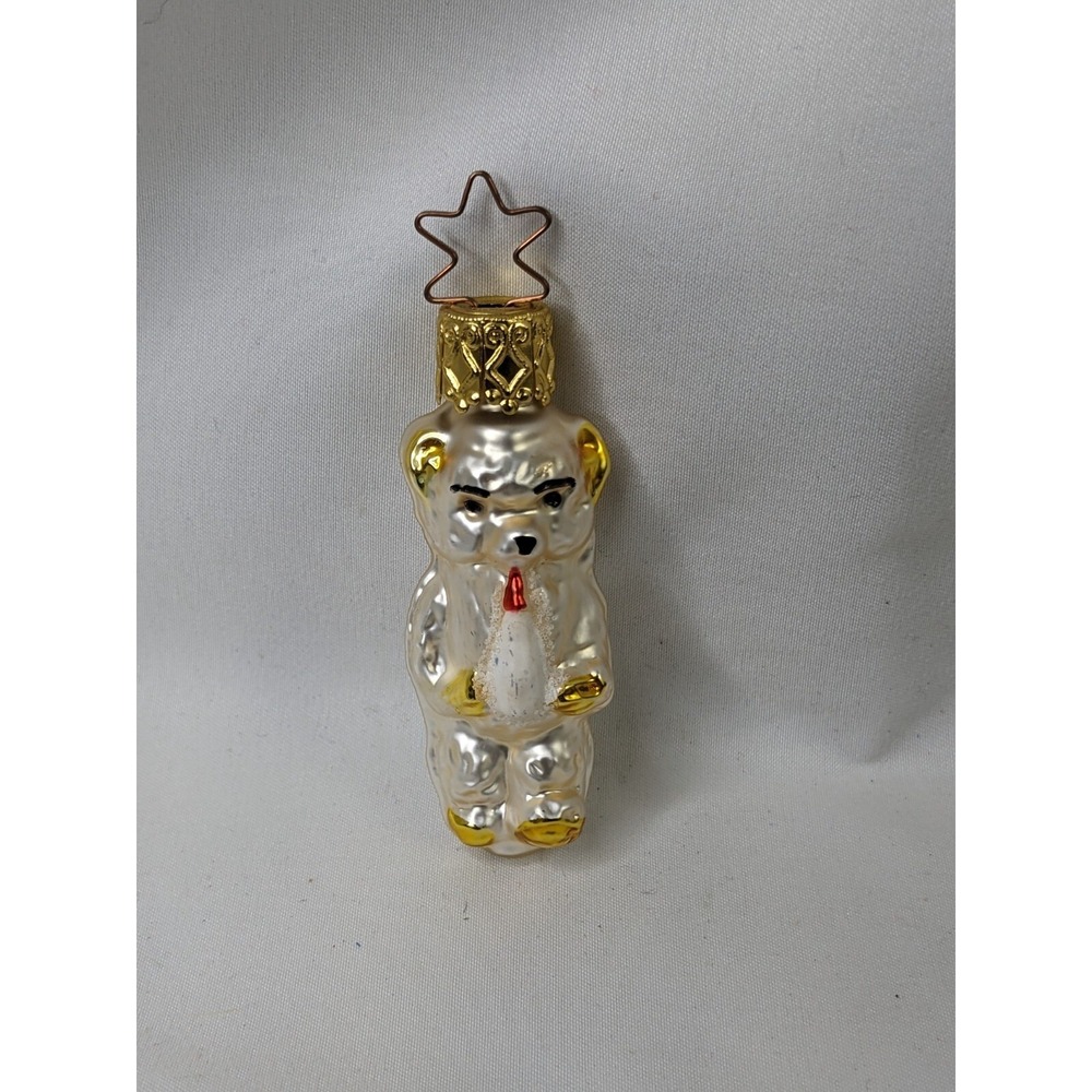 Christmas Glass Ornament Baby Bear 2.25 Inch Germany Inge Glas Old World #2